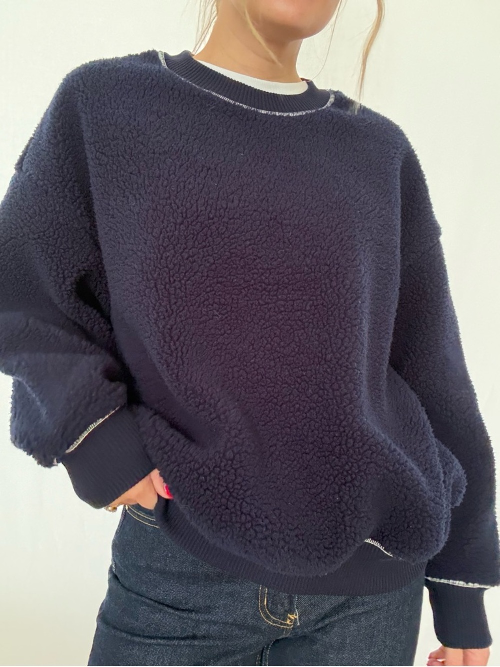 Uniqlo x JWA Navy Sherpa Crewneck Sweater